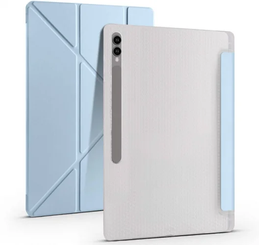 Samsung Galaxy Tab S10 Ultra 14.6 Tablet Kılıfı Standlı Tri Folding Kalemlikli Silikon Smart Cover - Kırmızı