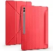 Samsung Galaxy Tab S10 Ultra 14.6 Tablet Kılıfı Standlı Tri Folding Kalemlikli Silikon Smart Cover - Koyu Yeşil