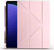 Samsung Galaxy Tab S10 Ultra 14.6 Tablet Kılıfı Standlı Tri Folding Kalemlikli Silikon Smart Cover - Rose Gold