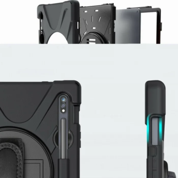 Samsung Galaxy Tab S7 Plus T970 Kılıf Zore Defender Tablet Silikon - Siyah