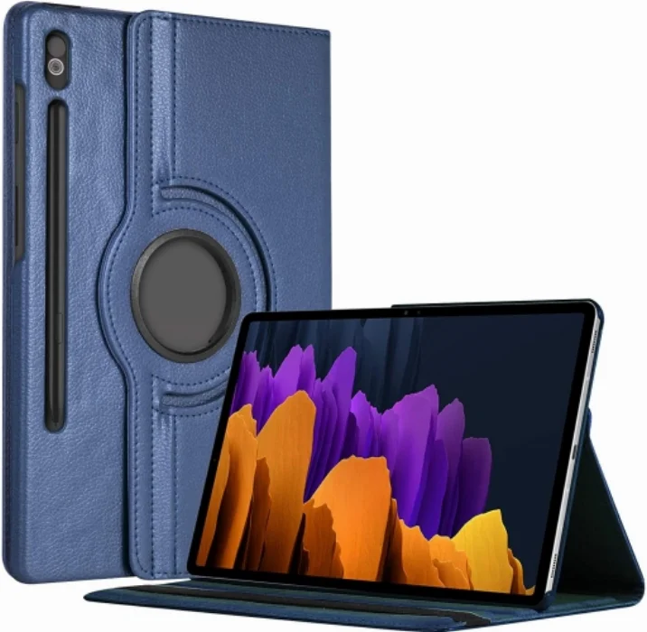 Samsung Galaxy Tab S7 Plus T970 Tablet Kılıfı 360 Derece Dönebilen Standlı Kapak - Lacivert