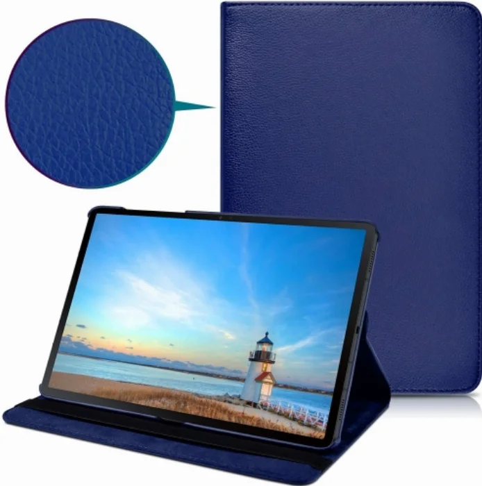 Samsung Galaxy Tab S7 Plus T970 Tablet Kılıfı 360 Derece Dönebilen Standlı Kapak - Lacivert
