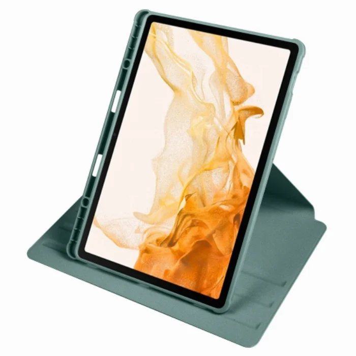 Samsung Galaxy Tab S7 Plus T970 Tablet Kılıfı Termik Kalem Bölmeli Dönebilen Standlı Kapak - Siyah