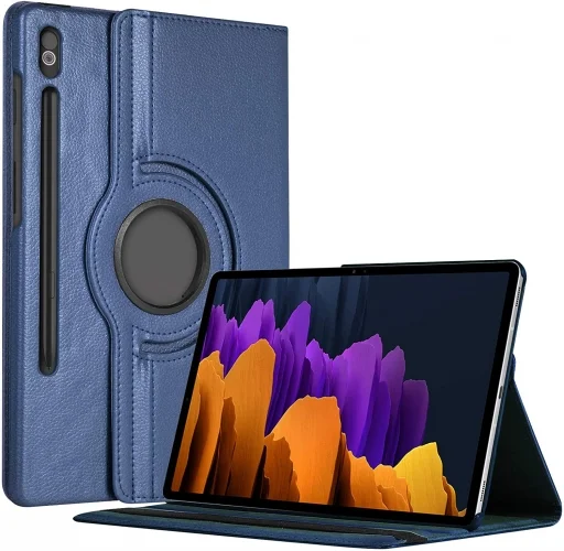 Samsung Galaxy Tab S8 Plus X800 Tablet Kılıfı 360 Derece Dönebilen Standlı Kapak - Lacivert