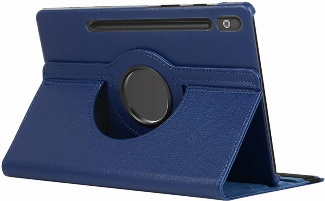 Samsung Galaxy Tab S8 Ultra X900 Tablet Kılıfı 360 Derece Dönebilen Standlı Kapak - Mavi