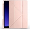 Samsung Galaxy Tab S9 Kılıf Standlı Tri Folding Kalemlikli Silikon Smart Cover - Rose Gold