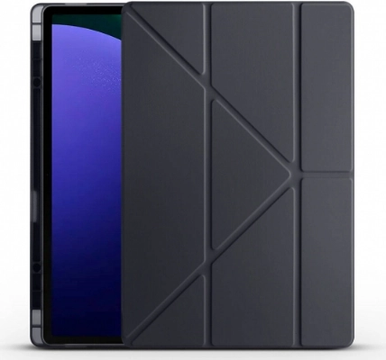 Samsung Galaxy Tab S9 Ultra (14.6) Tablet Kılıfı Standlı Tri Folding Kalemlikli Silikon Smart Cover - Siyah