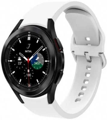 Samsung Galaxy Watch 4 Classic 42mm Silikon Kordon Tokalı Kademeli KRD-50 Kayış - Beyaz