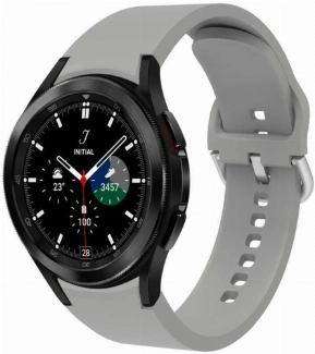 Samsung Galaxy Watch 4 Classic 42mm Silikon Kordon Tokalı Kademeli KRD-50 Kayış - Gri