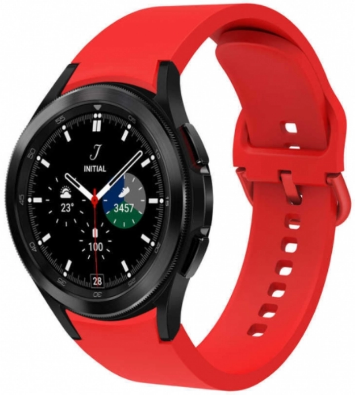 Samsung Galaxy Watch 4 Classic 42mm Silikon Kordon Tokalı Kademeli KRD-50 Kayış - Kırmızı