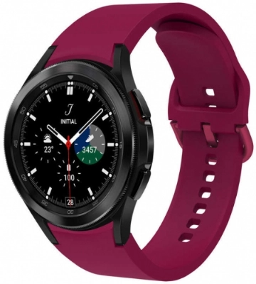 Samsung Galaxy Watch 4 Classic 42mm Silikon Kordon Tokalı Kademeli KRD-50 Kayış - Mürdüm