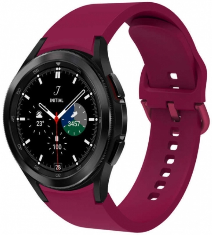 Samsung Galaxy Watch 4 Classic 42mm Silikon Kordon Tokalı Kademeli KRD-50 Kayış - Mürdüm