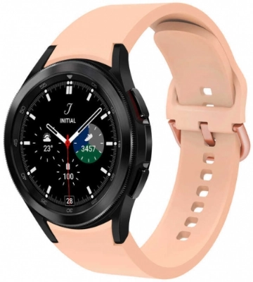 Samsung Galaxy Watch 4 Classic 42mm Silikon Kordon Tokalı Kademeli KRD-50 Kayış - Pembe