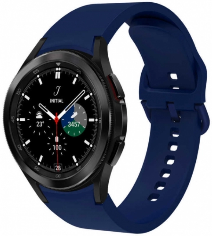 Samsung Galaxy Watch 4 Classic 42mm Silikon Kordon Tokalı Kademeli KRD-50 Kayış - Petrol Mavi