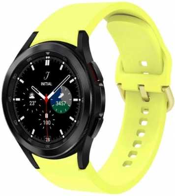 Samsung Galaxy Watch 4 Classic 42mm Silikon Kordon Tokalı Kademeli KRD-50 Kayış - Sarı