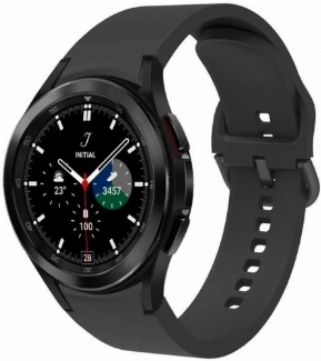 Samsung Galaxy Watch 4 Classic 42mm Silikon Kordon Tokalı Kademeli KRD-50 Kayış - Siyah