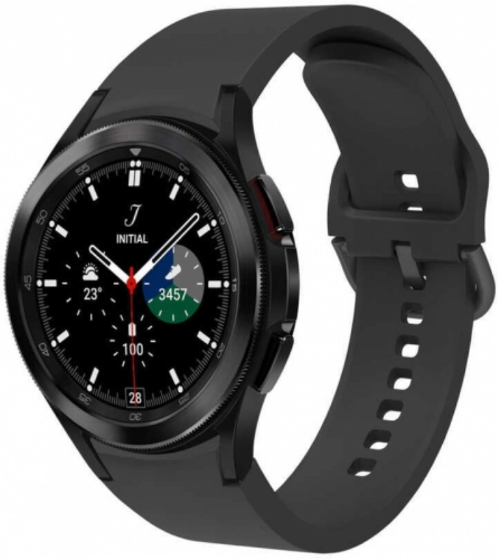 Samsung Galaxy Watch 4 Classic 42mm Silikon Kordon Tokalı Kademeli KRD-50 Kayış - Siyah