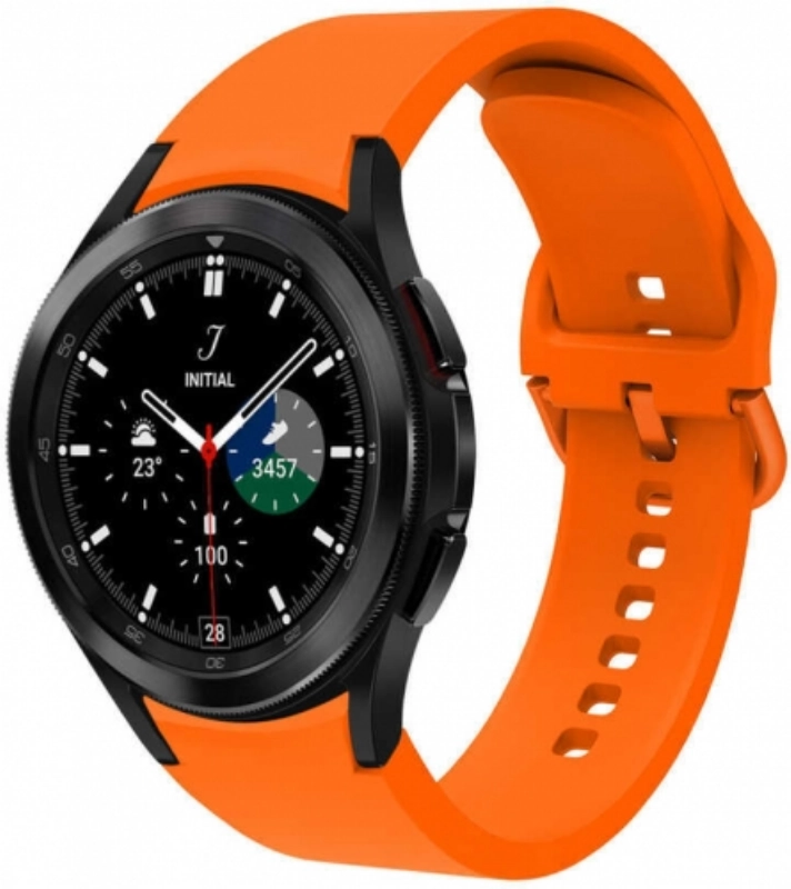 Samsung Galaxy Watch 4 Classic 42mm Silikon Kordon Tokalı Kademeli KRD-50 Kayış - Turuncu