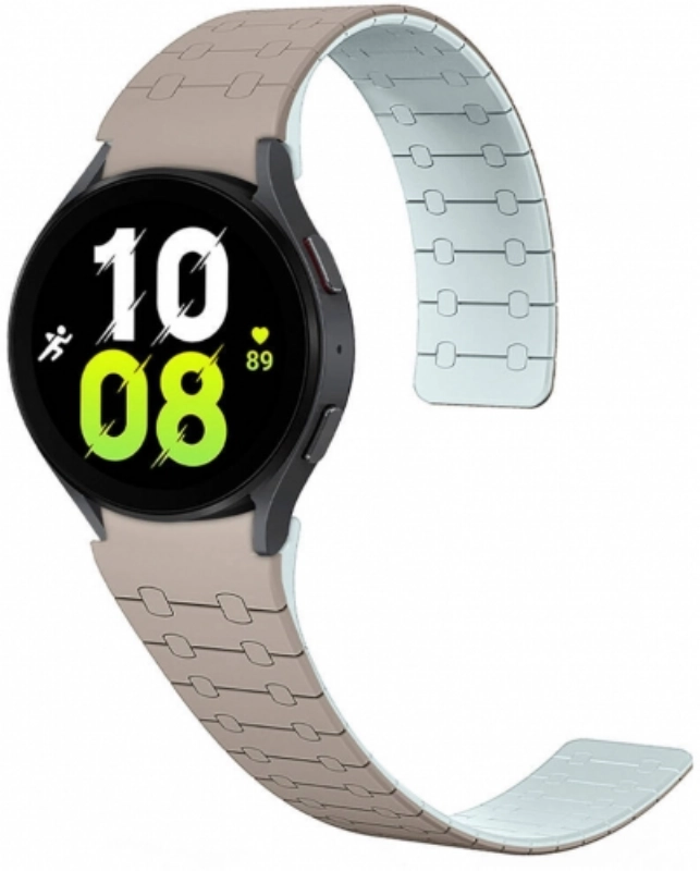 Samsung Galaxy Watch 5 40mm Kordon Çizgili Desenli Silikon KRD-111 Kordon - Haki