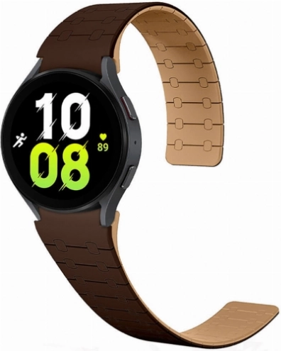 Samsung Galaxy Watch 5 40mm Kordon Çizgili Desenli Silikon KRD-111 Kordon - Kahve