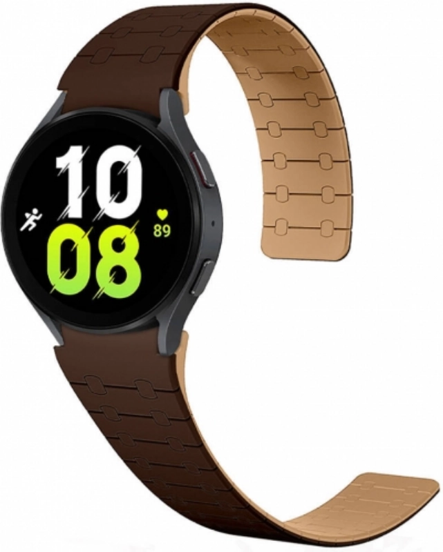 Samsung Galaxy Watch 5 40mm Kordon Çizgili Desenli Silikon KRD-111 Kordon - Kahve