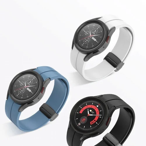 Samsung Galaxy Watch 5 40mm Silikon Kordon Zore KRD-84 Soft Pürüzsüz Metal Toka - Koyu Gri