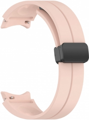 Samsung Galaxy Watch 5 40mm Silikon Kordon Zore KRD-84 Soft Pürüzsüz Metal Toka - Pembe Açık