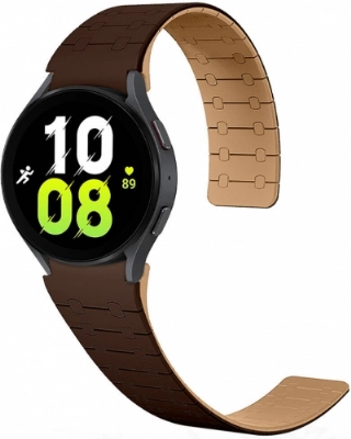 Samsung Galaxy Watch 5 44mm Kordon Çizgili Desenli Silikon KRD-111 Kordon - Kahve