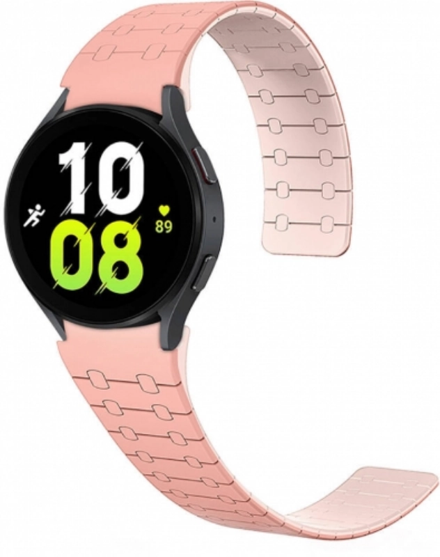 Samsung Galaxy Watch 5 44mm Kordon Çizgili Desenli Silikon KRD-111 Kordon - Pembe