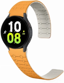 Samsung Galaxy Watch 5 44mm Kordon Çizgili Desenli Silikon KRD-111 Kordon - Turuncu