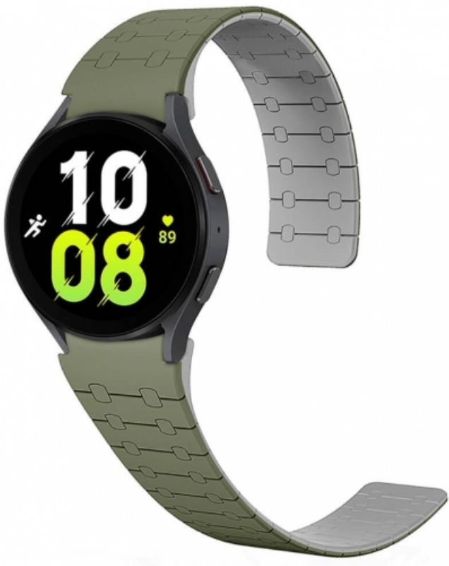 Samsung Galaxy Watch 5 44mm Kordon Çizgili Desenli Silikon KRD-111 Kordon - Yeşil