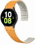 Samsung Galaxy Watch 6 44mm Kordon Çizgili Desenli Silikon KRD-111 Kordon - Turuncu