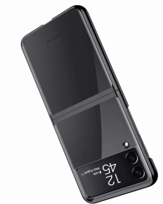 Samsung Galaxy Z Flip 4 Kılıf Metal Görünümlü Esnek Kıpta Kapak - Mor