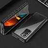 Samsung Galaxy Z Fold 2 Kılıf Metal Görünümlü Esnek Kıpta Kapak - Siyah