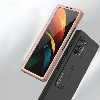 Samsung Galaxy Z Fold 2 Kılıf Standlı Parmak İzi Bırkmayan Z-Stand Kapak - Siyah