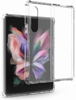 Samsung Galaxy Z Fold 3 Kılıf Köşe Korumalı Airbag Şeffaf Silikon Anti-Shock