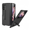 Samsung Galaxy Z Fold 3 Kılıf Standlı Parmak İzi Bırkmayan Z-Stand Kapak - Siyah