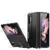 Samsung Galaxy Z Fold 3 Kılıf Standlı Parmak İzi Bırkmayan Z-Stand Kapak - Siyah