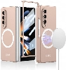 Samsung Galaxy Z Fold 3 Kılıf Wireless Şarj Özellikli Metal Görünümlü Magsafe Kıpta Kapak - Rose Gold