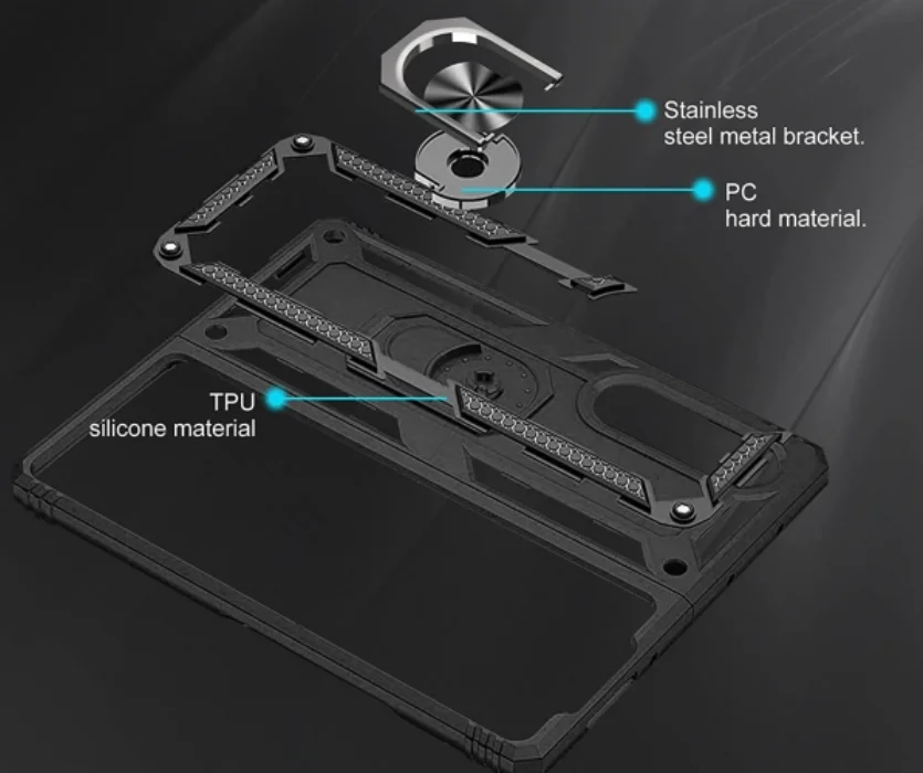 Samsung Galaxy Z Fold 3 Kılıf Zırhlı Standlı Mıknatıslı Katlanabilir Tank Kapak - Siyah