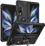 Samsung Galaxy Z Fold 4 Kılıf Zırhlı Standlı Mıknatıslı Katlanabilir Tank Kapak - Siyah