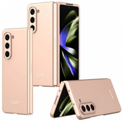 Samsung Galaxy Z Fold 5 Kılıf Sert Kıpta Mat İnce Kapak - Rose Gold