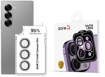 Samsung Galaxy Z Fold 6 Kamera Lens Koruyucu CL-11 Safir Parmak İzi Bırakmayan Anti-Reflective  - Gümüş