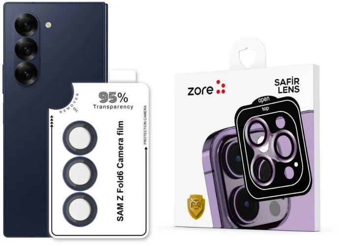 Samsung Galaxy Z Fold 6 Kamera Lens Koruyucu CL-11 Safir Parmak İzi Bırakmayan Anti-Reflective  - Mavi