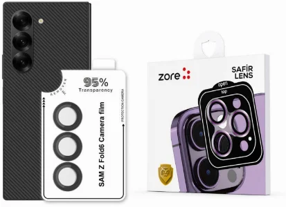 Samsung Galaxy Z Fold 6 Kamera Lens Koruyucu CL-11 Safir Parmak İzi Bırakmayan Anti-Reflective  - Siyah