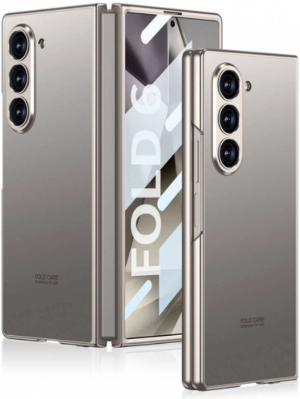 Samsung Galaxy Z Fold 6 Kılıf Titanyum Metal Tasarımlı İnce Kıpta Caz Kapak - Titanyum-Gri