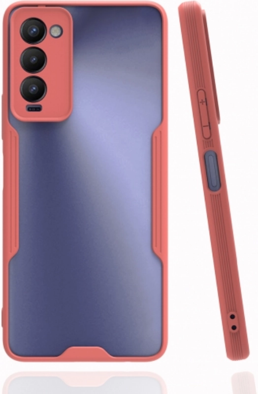 Tecno Camon 18 Kılıf Renkli Silikon Kamera Lens Korumalı Şeffaf Parfe Kapak - Pembe