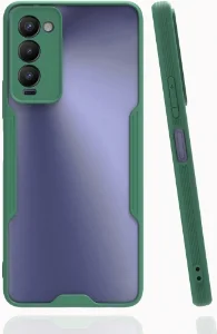 Tecno Camon 18 Kılıf Kamera Lens Korumalı Arkası Şeffaf Silikon Kapak - Yeşil