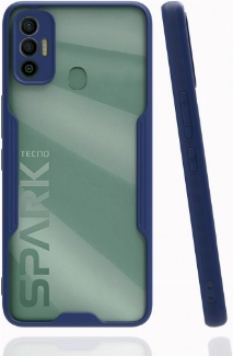 Tecno Spark 7 Kılıf Renkli Silikon Kamera Lens Korumalı Şeffaf Parfe Kapak - Lacivert