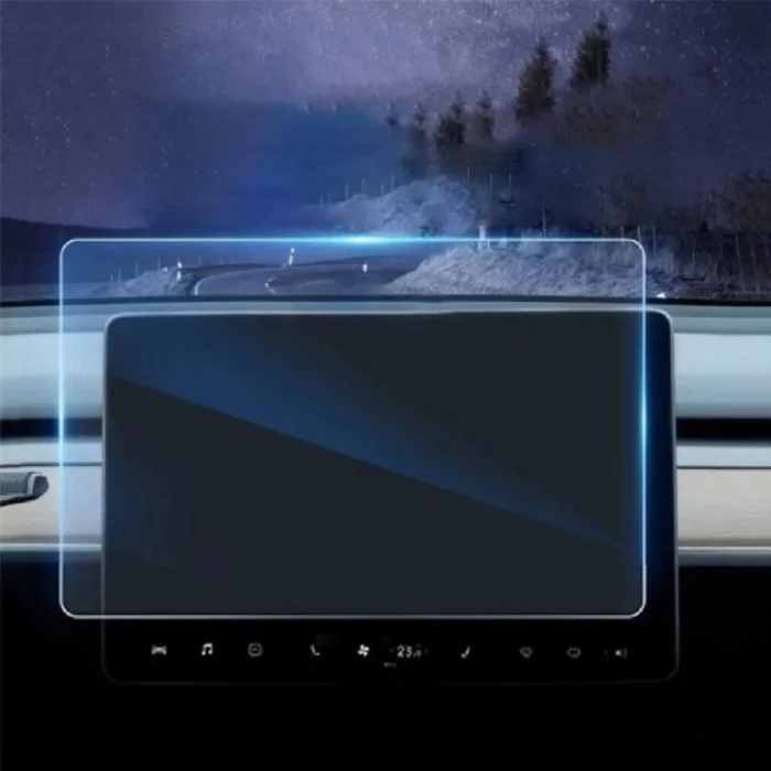 Tesla Model Y Ekran Koruyucu Araç Multimedya Temperli Cam Konsol Koruyucu - Şeffaf